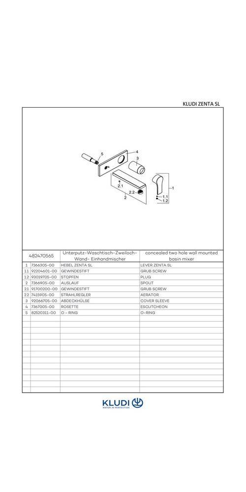 Kludi Waschtisch-Einhandmischer ZENTA SL UP Zweiloch chr