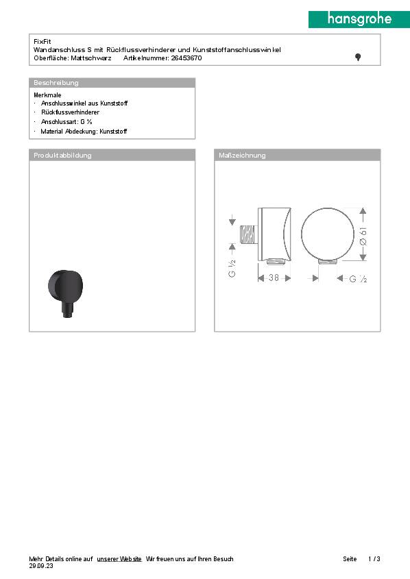 Schlauchanschluss HANSGROHE