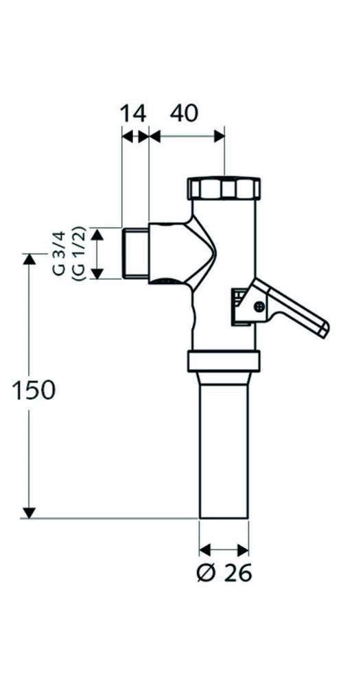 SCHELL WC-Druckspüler OMAT mit Hebel 3/4Zoll, 1,0-1,3 l/s chrom