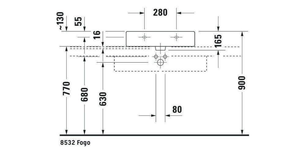 Duravit Waschtisch VERO m ÜL HLB 600x470mm 1 Hahnloch weiß 1 Hahnloch
