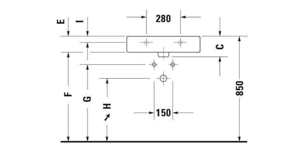 Duravit Waschtisch VERO m ÜL HLB 600x470mm 1 Hahnloch weiß 1 Hahnloch