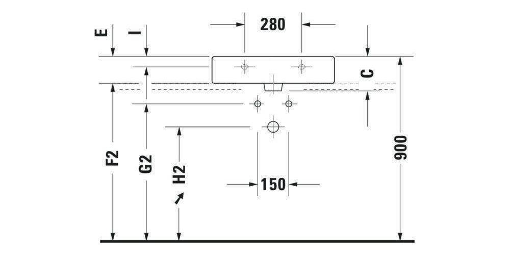 Duravit Waschtisch VERO m ÜL HLB 600x470mm 1 Hahnloch weiß 1 Hahnloch