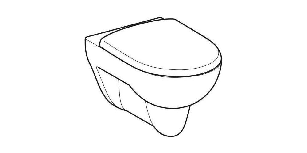 Geberit Wand-Tiefspül-WC RENOVA mit Spülrand, mit WC-Sitz weiß