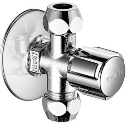 SCHELL Eckventil COMFORT 1/2Zoll chrom mit 2 Abgängen 3/8Zoll