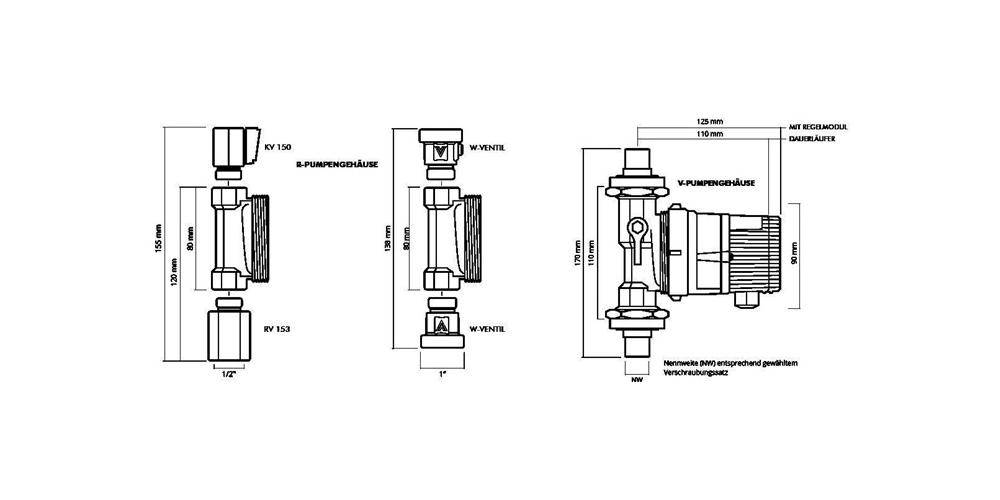 Vortex BW-Pumpe BLUEONE BWO 155 V MA ONdemand-Modul 1/2Zoll außen d=