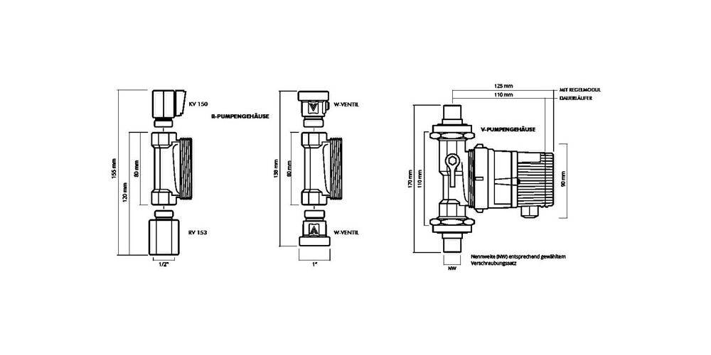 Vortex BW-Pumpe BLUEONE BWO 155 V MA ONdemand-Modul 1/2Zoll außen d=