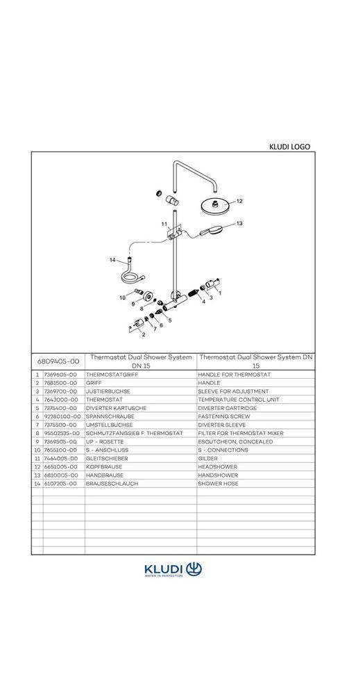 Kludi Thermostat-Dual-Shower-System LOGO DN 15 chr