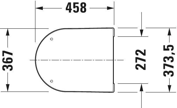 Technische Zeichnung eines gerundeten rechteckigen Teils mit zwei Löchern, mit den Abmessungen 458 mm Breite, 367 mm Höhe, 272 mm innere Höhe und 373,5 mm Gesamthöhe.