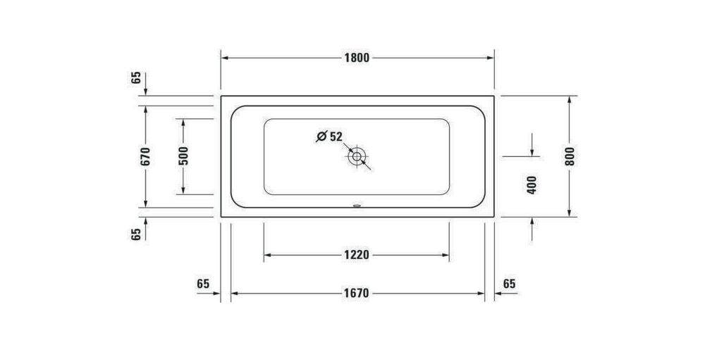 Duravit Rechteck-Badewanne D-CODE 2 Rückenschrägen, weiß 1800x800mm