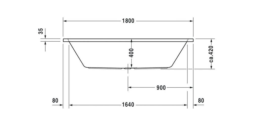 Duravit Rechteck-Badewanne D-CODE 2 Rückenschrägen, weiß 1800x800mm