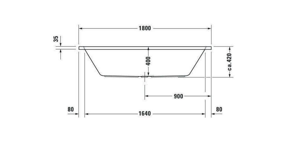 Duravit Rechteck-Badewanne D-CODE 2 Rückenschrägen, weiß 1800x800mm