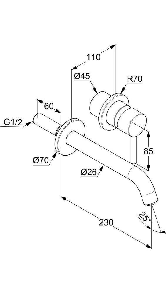 Kludi Waschtisch-Einhandmischer BOZZ UP 2L Ausldg Wandauslauf 230mm