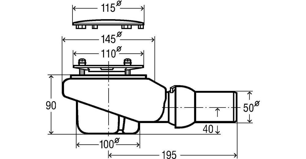 HOESCH Ablaufarmatur COMPACT 90 mit runder Ablaufabdeckung verchromt