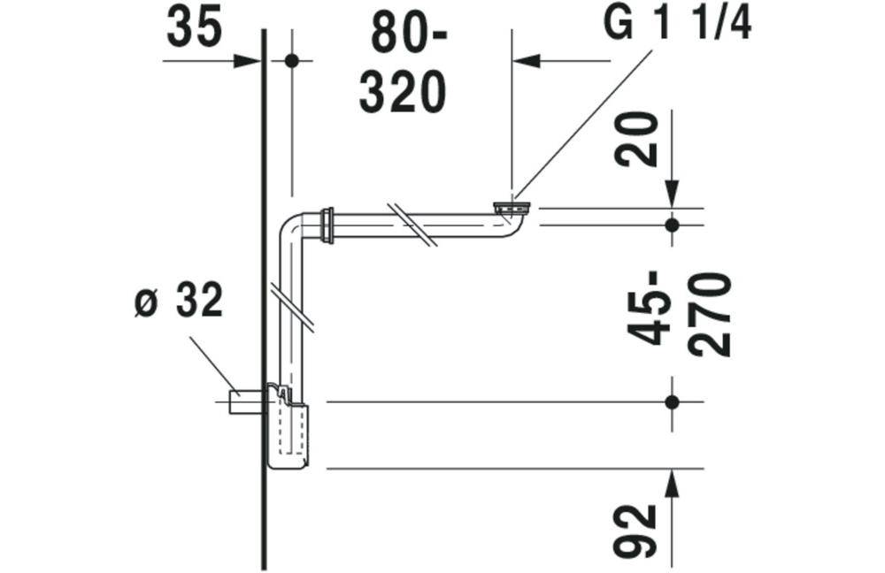 Duravit Raumsparsiphon weiß, 1 1/4Zoll