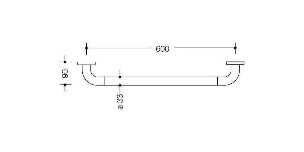 HEWI Badetuchhalter SERIE 477 d= 33mm m Ros. d= 70 Maß 600mm reinweiß