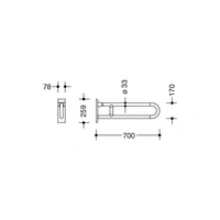 HEWI Stützklappgriff SERIE 801 d= 33mm 700mm reinweiß HEWI Stützklappgriff SERIE 801 d= 33mm 700mm reinweiß