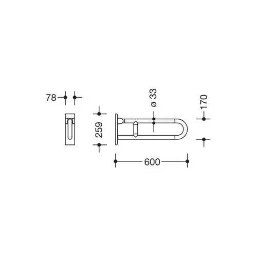 HEWI Stützklappgriff SERIE 801 d= 33mm 600mm reinweiß HEWI Stützklappgriff SERIE 801 d= 33mm 600mm reinweiß