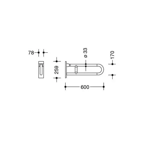 HEWI Stützklappgriff SERIE 801 drehbar, d= 33mm 600mm reinweiß HEWI Stützklappgriff SERIE 801 drehbar, d= 33mm 600mm reinweiß