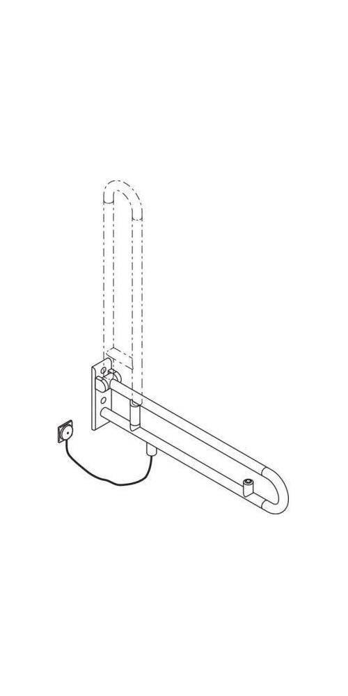 HEWI Stützklappgr. E-Ausführ. SERIE 801 Spültaste 900mm rubinrot