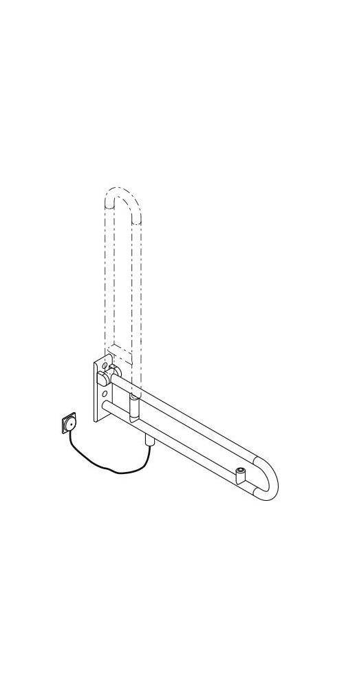 HEWI Stützklappgr. E-Ausführ. SERIE 801 Spültaste 900mm rubinrot