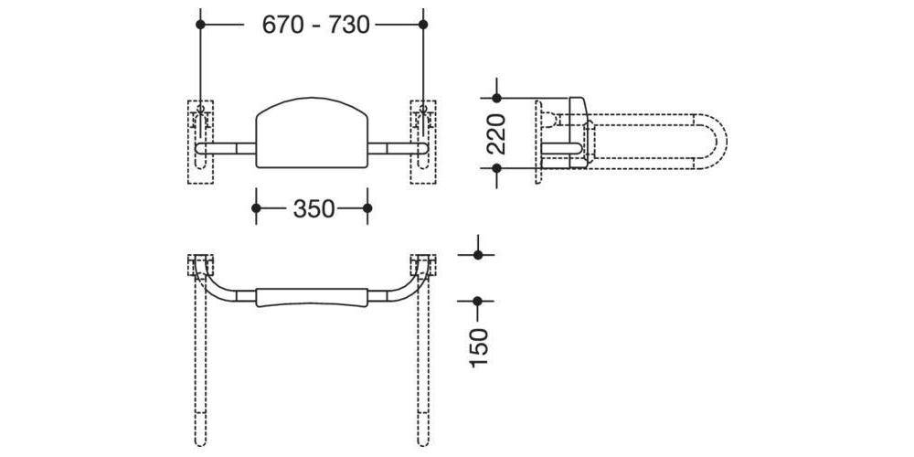 HEWI Rückenstütze SERIE 801 für Stützklappgriffe reinweiß
