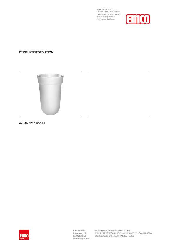 Emco Bürstenglas POLO Kristallglas satiniert