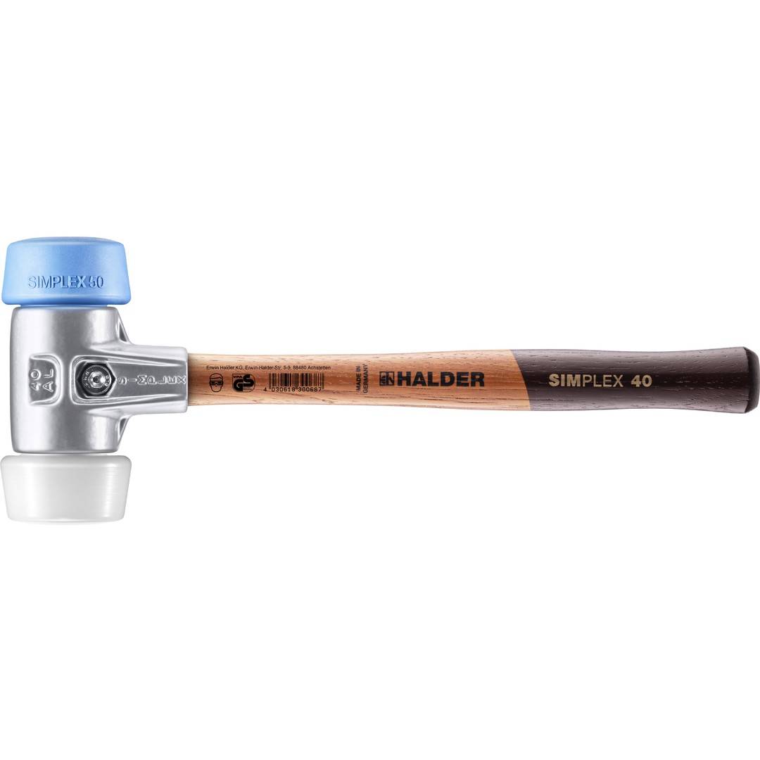 HALDER SIMPLEX Schonhammer Ø 50:40 mm TPE soft blau / Superplastik weiß