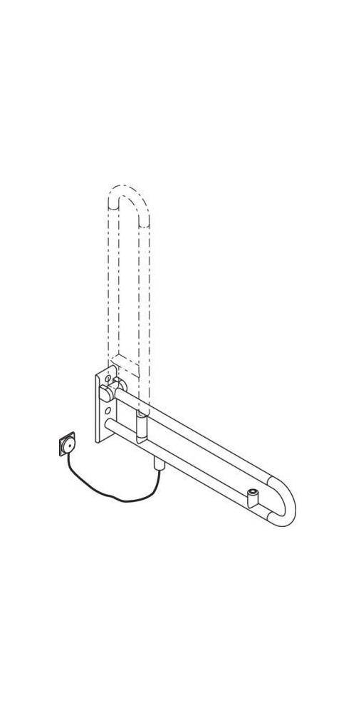 HEWI Stützklappgr. E-Ausführ. SERIE 801 Spültaste 850mm reinweiß