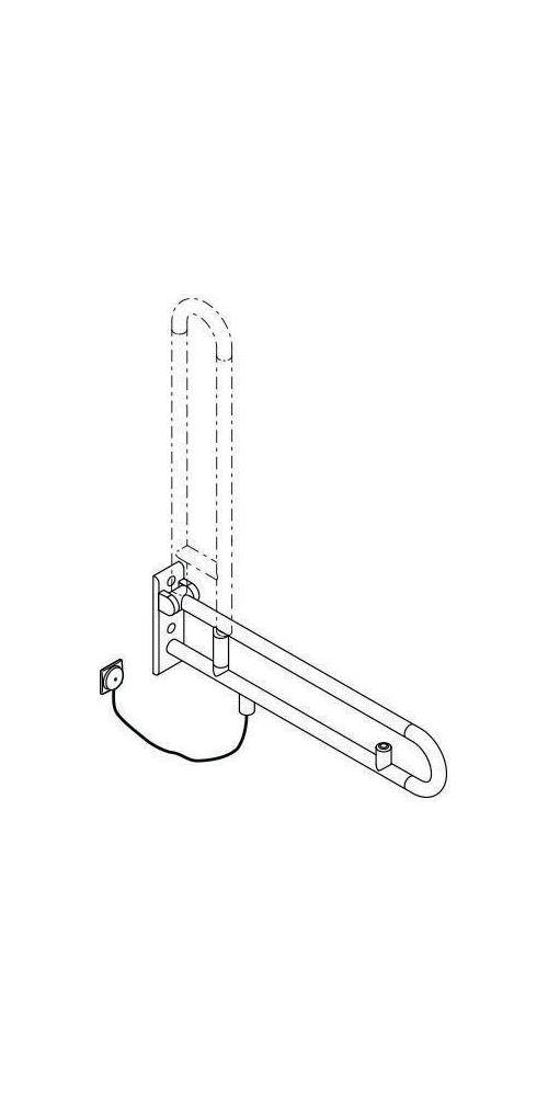 HEWI Stützklappgr. E-Ausführ. SERIE 801 Spültaste 850mm reinweiß