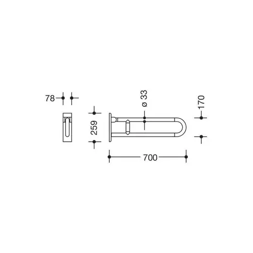 HEWI Stützklappgriff SERIE 801 drehbar, d= 33mm 700mm reinweiß HEWI Stützklappgriff SERIE 801 drehbar, d= 33mm 700mm reinweiß