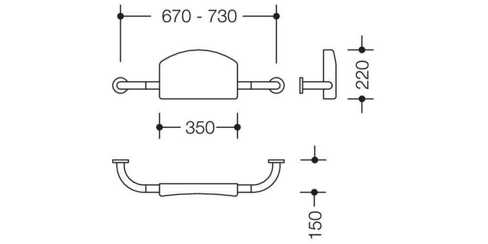HEWI Rückenstütze SERIE 801 zur Wandbefestigung reinweiß