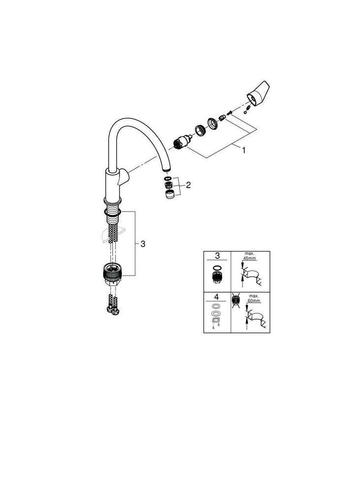 GROHE Einhand-Spültischarmatur BAUEDGE 1/2Zoll ho Ala chr