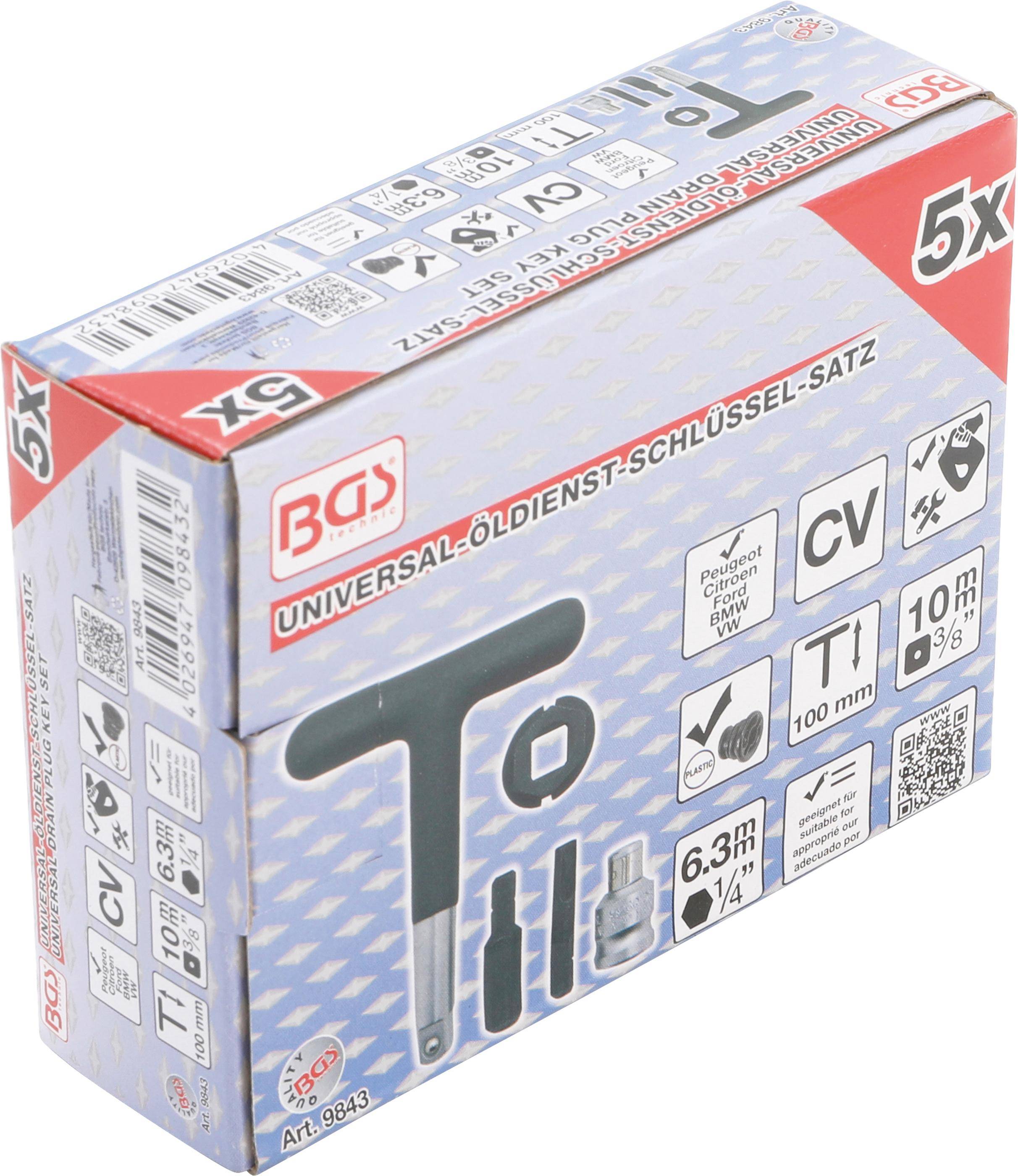 BGS Universal-ldienst-Schlssel-Satz | fr Kunststoff-lablassschrauben