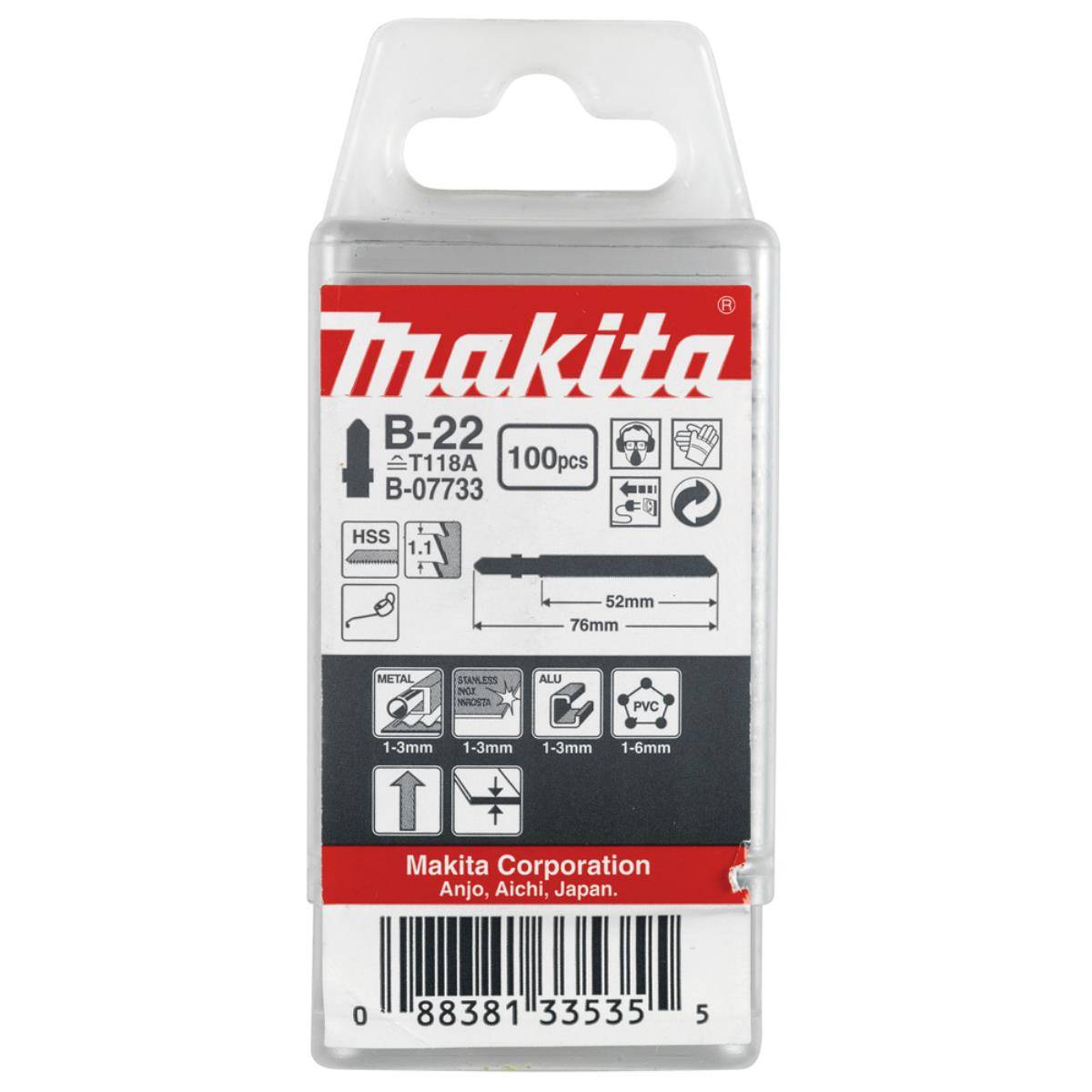 Makita Stichsägeblatt für Metall B-22 • 52 mm • 24 • HCS • 100 Stk.