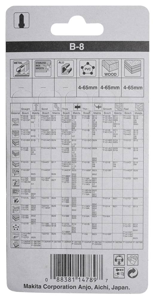 Makita Stichsägeblatt für Holz Schnelle Schnitte B-8 • 75 mm • 8 • HCS • 5 Stk.