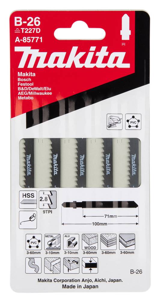 Makita Stichsägeblatt Spezial B-26 • 71 mm • 9 • HSS • 5 Stk.