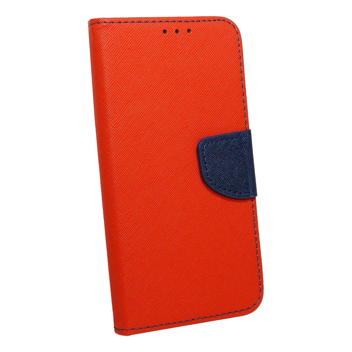 Buch Tasche "Fancy" für SAMSUNG GALAXY S22 (S901B) Handy Hülle Schutzhülle mit Standfunktion, Kartenfach Rot-Blau
