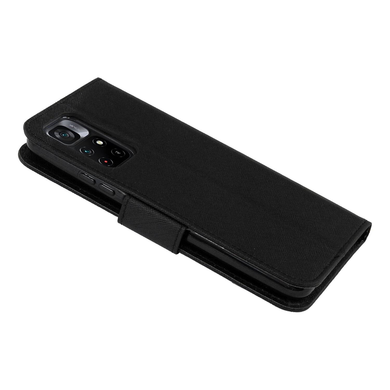 Buch Tasche "Fancy" für XIAOMI REDMI NOTE 11 5G Handy Hülle Etui Schutzhülle mit Standfunktion, Kartenfach Schwarz
