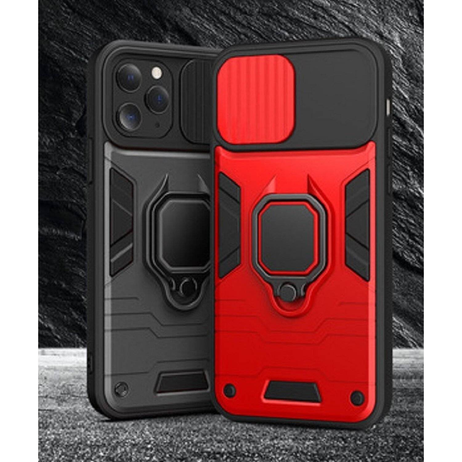 Handy Hülle mit Kameraschutz Schutzhülle Stoßfest Outdoor mit Ring Magnet Halter für Xiaomi Redmi Note 11 5G Blau