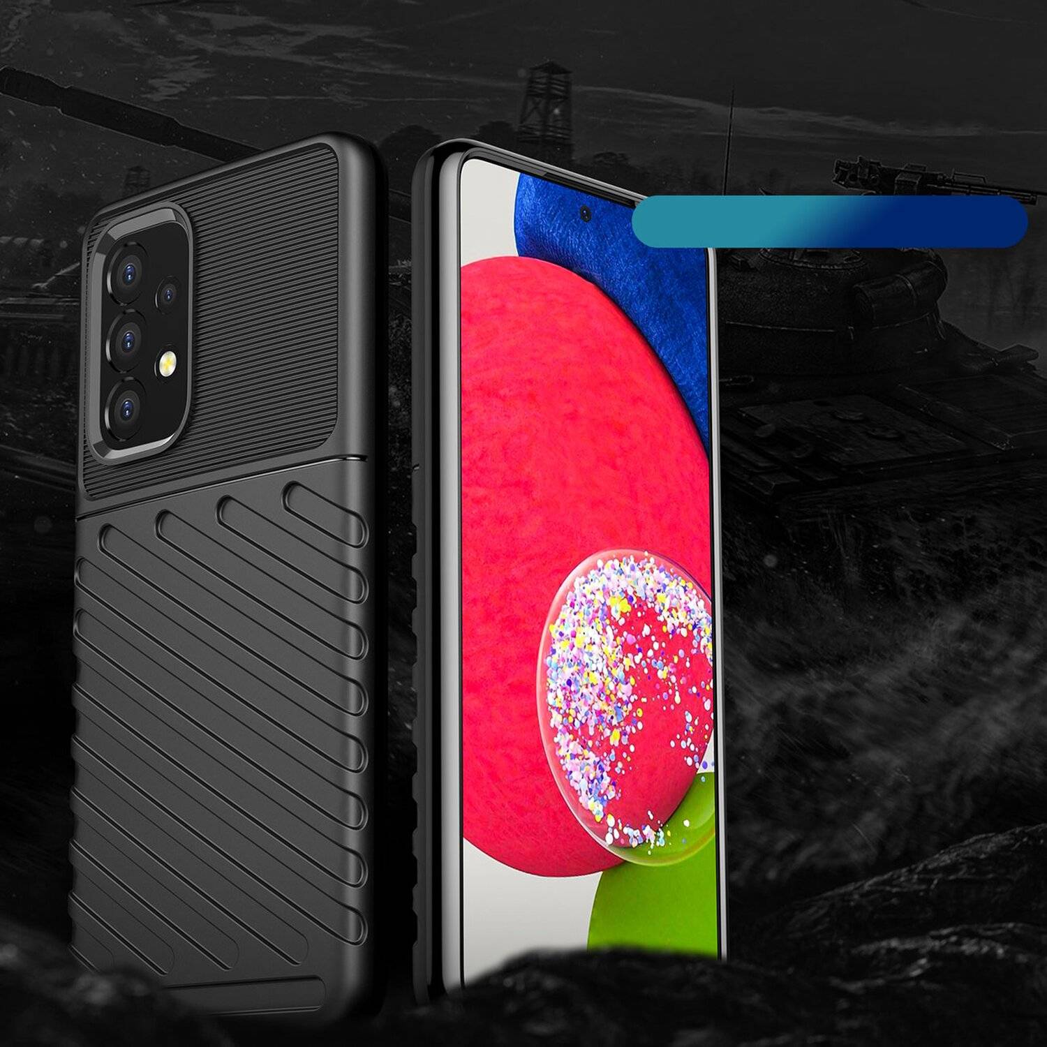 Hybrid Armor Etui SchutzHülle "Thunder" Case Bumper Cover Handyhülle Matt Hülle Robust Rutschfest Samsung Galaxy A53 5G