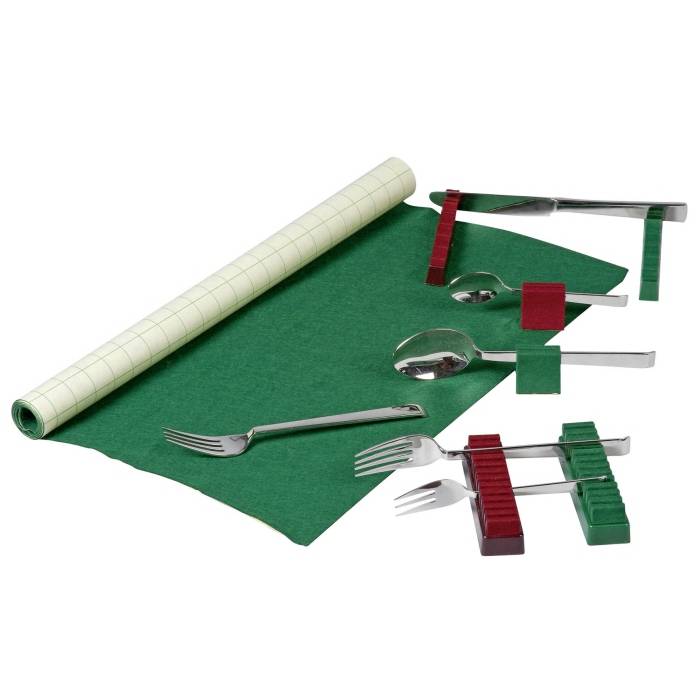 Besteckhalter für 70 Teile, mit Anlaufschutz, mit selbstklebendem Filz 70x45 cm, grün