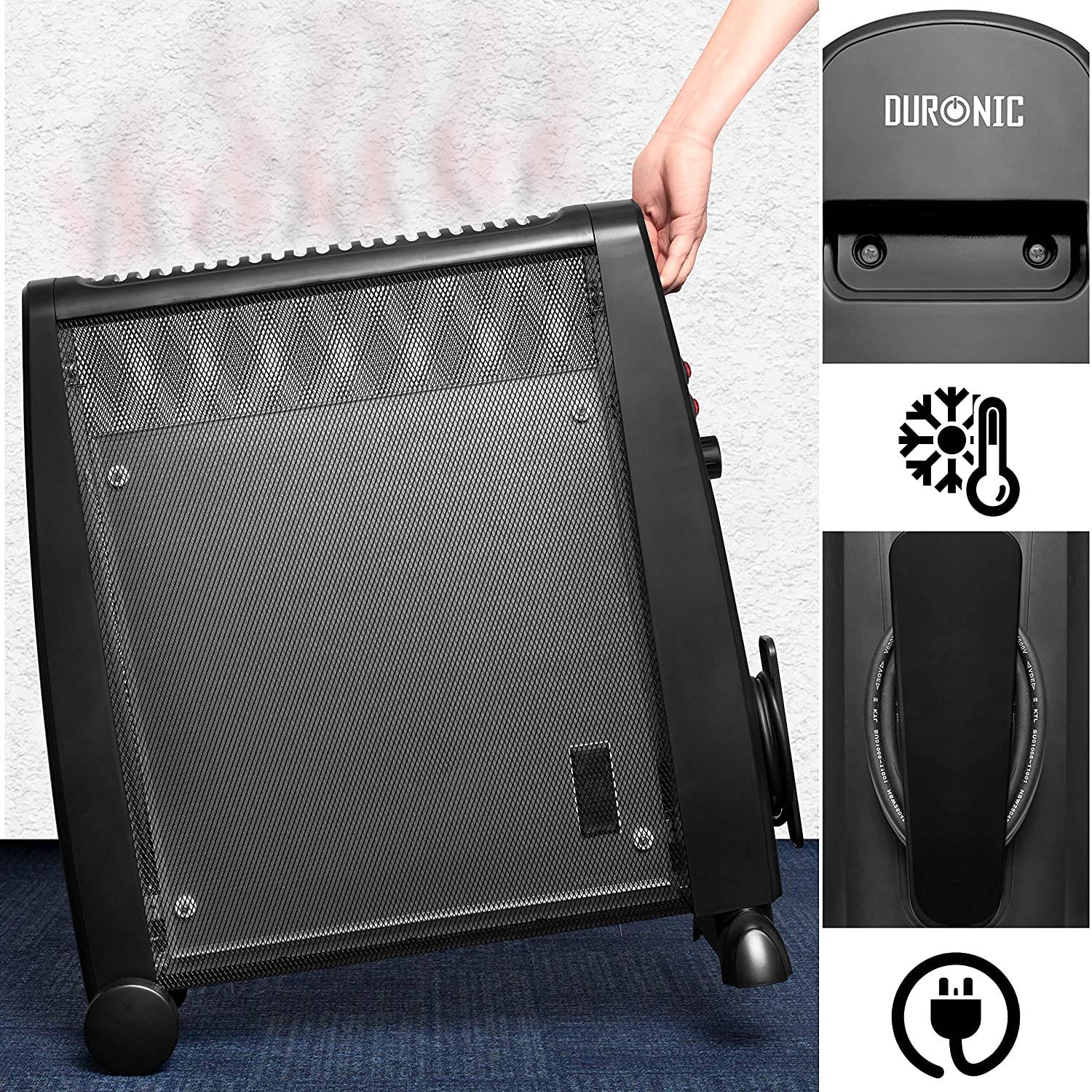 Duronic HV101 Wärmewellen Heizung - Heizgerät mit Glimmer-Paneelen - 2500W - Glimmerthermik – 3 Stufen mit Thermostat