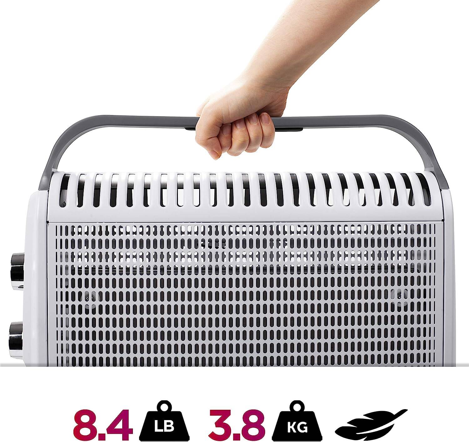 Duronic HV180 Wärmewellen Heizung - Heizstrahler 2-stufig mit 1800W - Konvektor mit Mica Heizelement - Mit Tragegriff