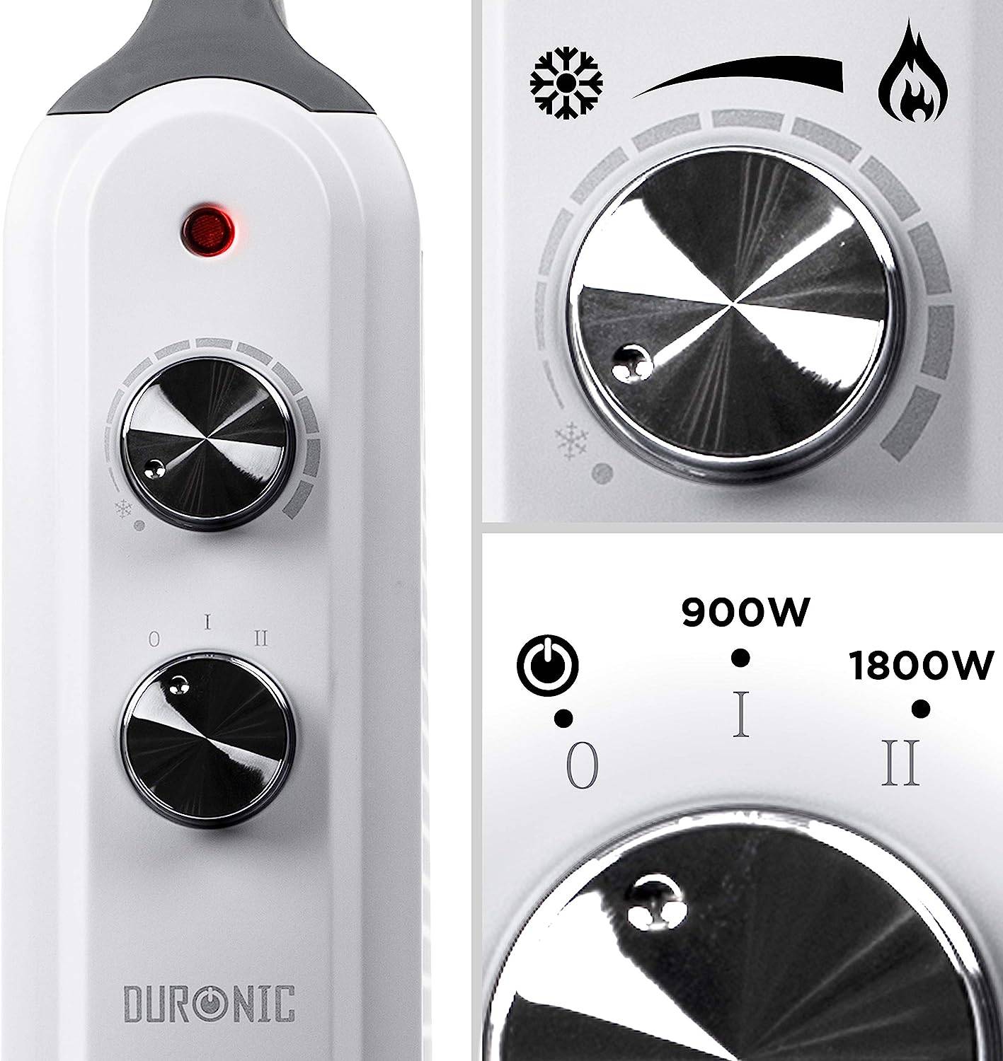 Duronic HV180 Wärmewellen Heizung - Heizstrahler 2-stufig mit 1800W - Konvektor mit Mica Heizelement - Mit Tragegriff