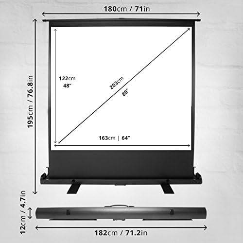Duronic FPS80 Leinwand - 4:3 Beamer Screen - 80 Zoll - Mobile Projektorleinwand - 163cm x 122cm - 4K, Full HD, 3D