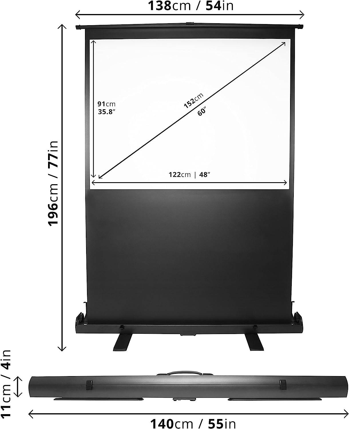 Duronic FPS60 Leinwand - 4:3 Beamer Screen - 60 Zoll - Mobile Projektorleinwand - 122cm x 91cm - 4K, Full HD, 3D