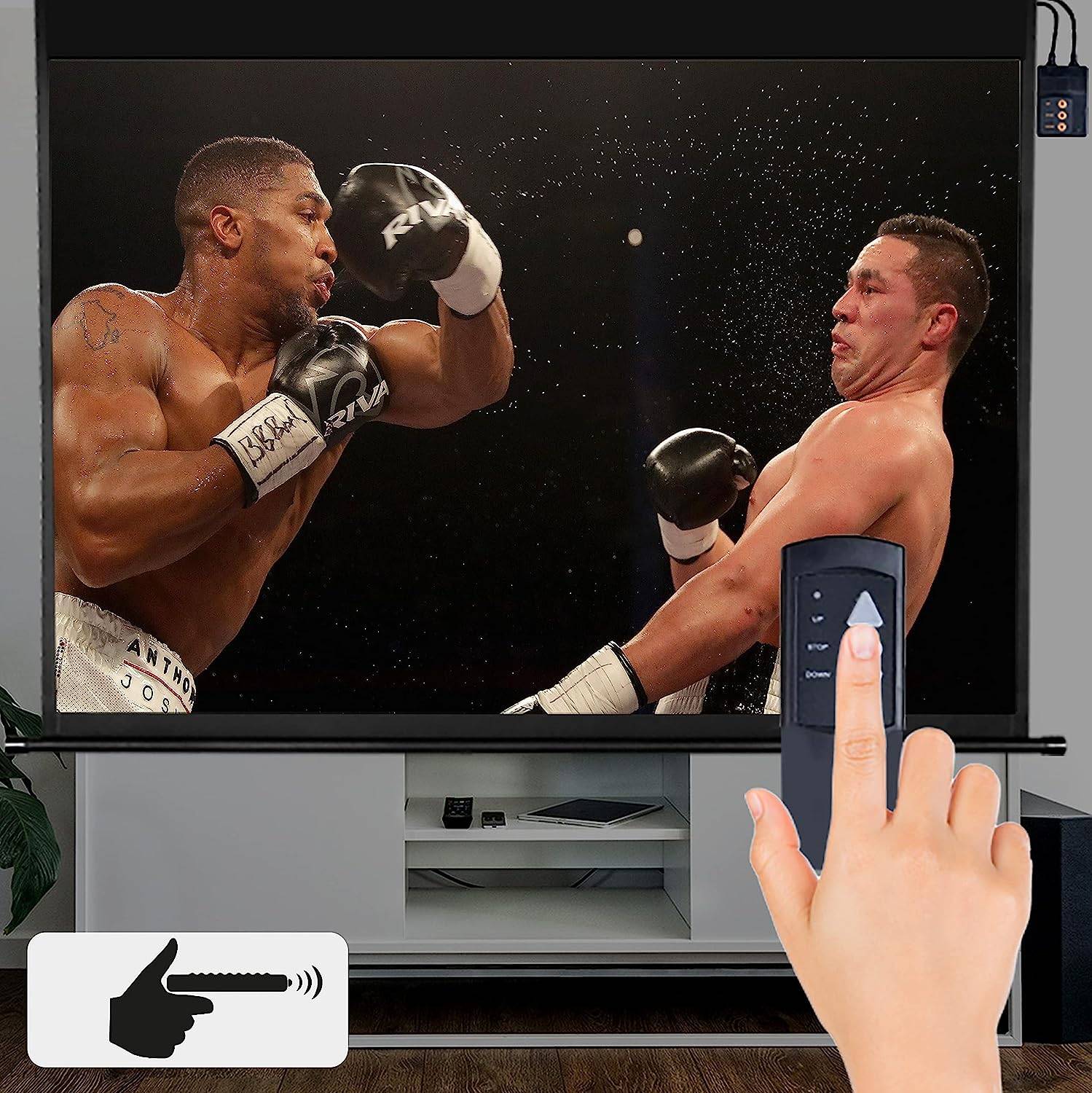 Duronic EPS70 Leinwand - 16:9 Beamer Screen - 142 x 107cm - 70 Zoll - Motorisierte Projektorleinwand - Wand und Decke