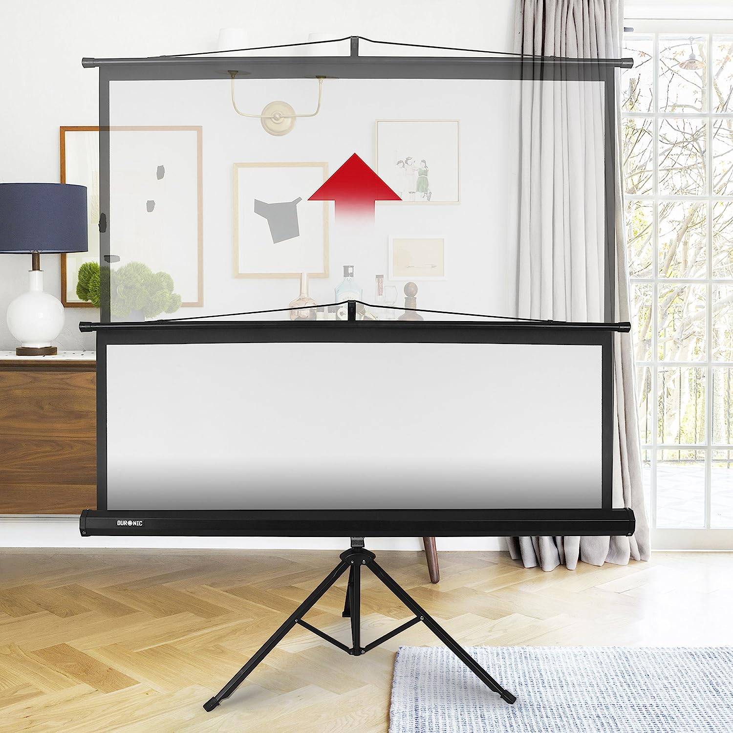 Duronic TPS60 Leinwand - 4:3 Beamer Screen - 122 x 91cm - 60 Zoll - Tragbare und leichte Stativleinwand - 4K Full HD 3D