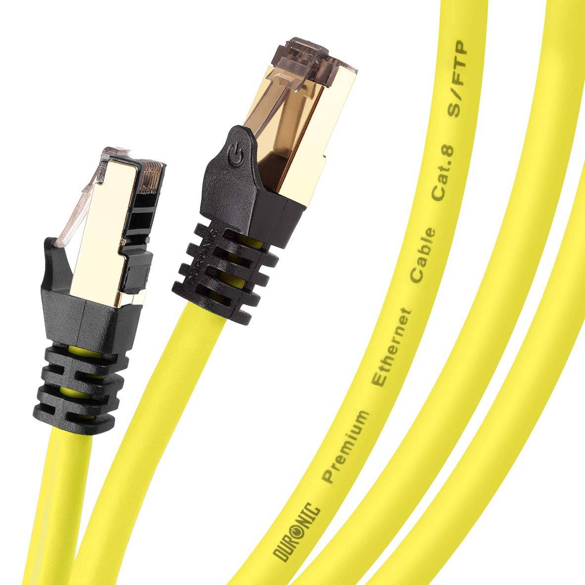 Duronic CAT8 YW 1,5m Netzwerkkabel - 5.000 MB/s Ethernetkabel - RJ45 Patchkabel - Lankabel für Router und Konsole
