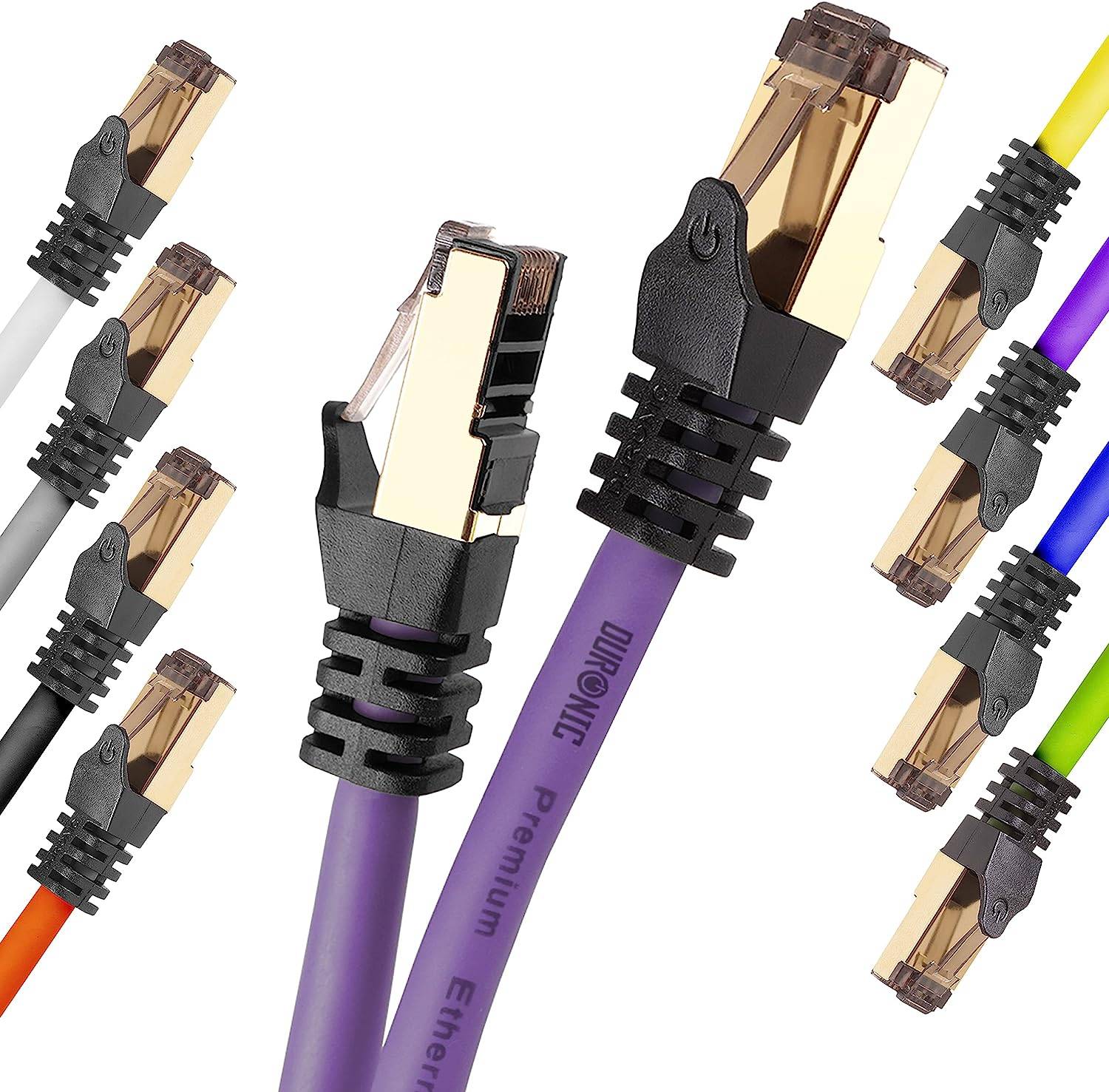 Duronic CAT8 PE 1,5m Netzwerkkabel - 5.000 MB/s Ethernetkabel - RJ45 Patchkabel - Lankabel für Router und Konsole